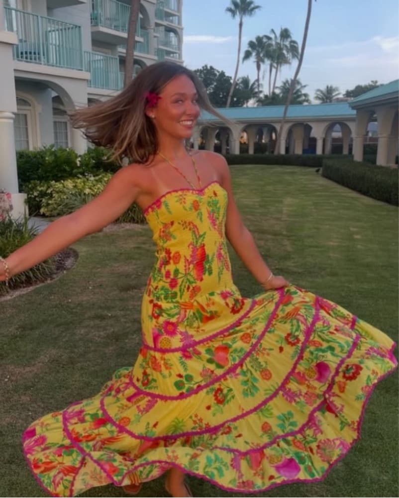 Farm Rio Strapless Tiered Maxi Dress - Image 2