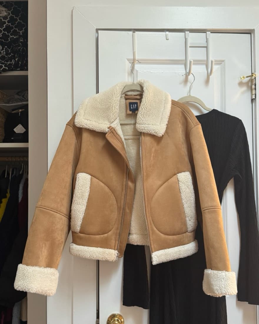 Unworn Plush Suede Sherpa Moto Jacket - Image 1