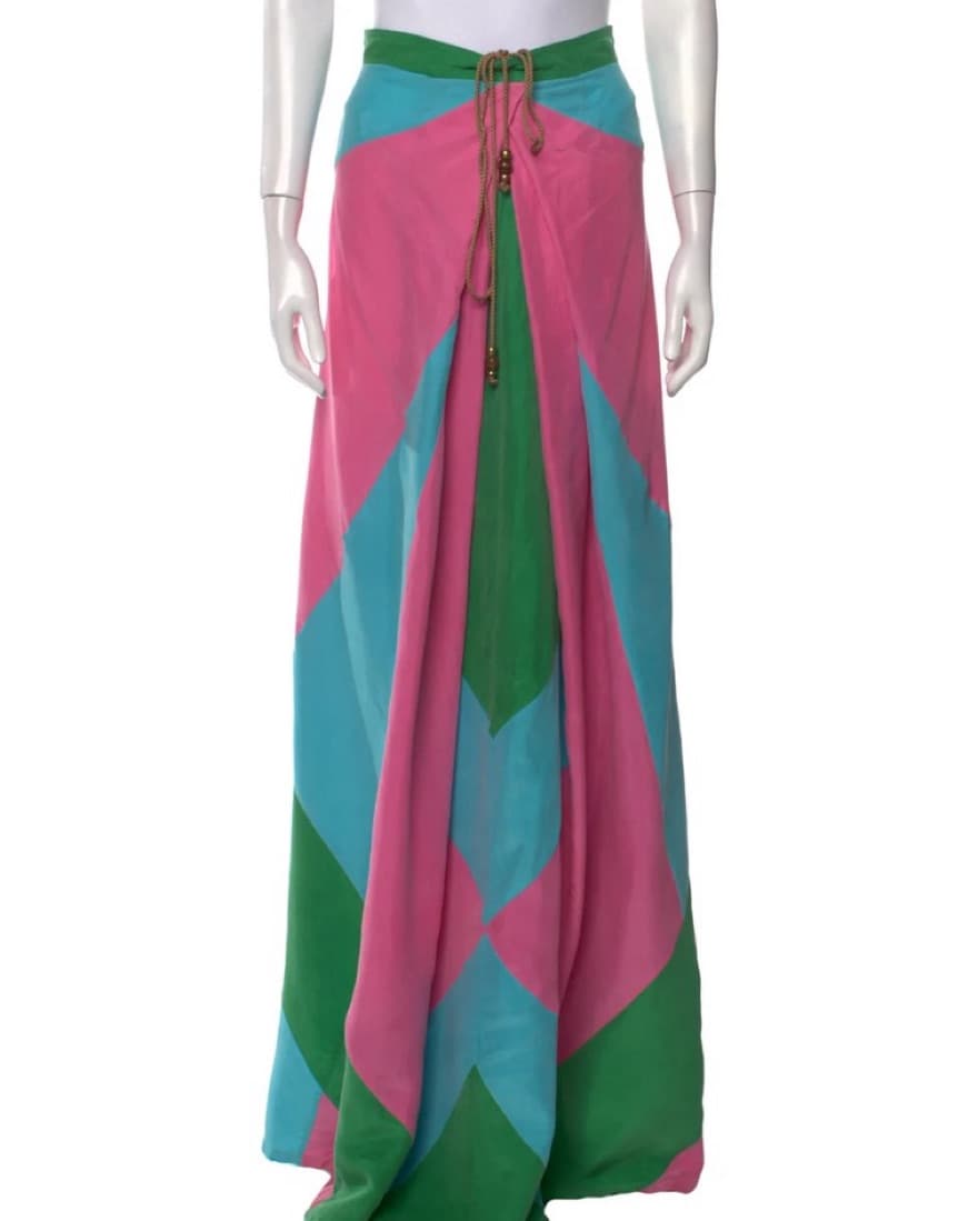 Colorblock Maxi Silk Skirt - Image 1