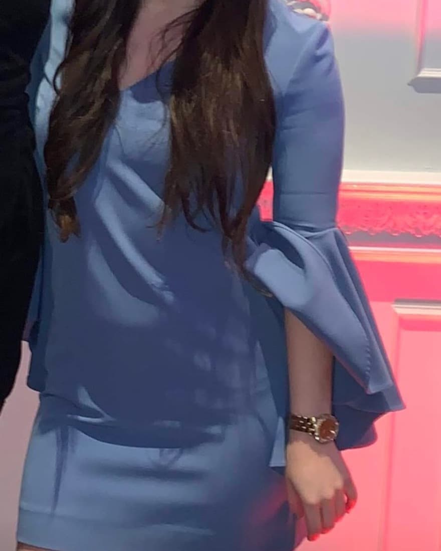 Milly Blue V-Neck Mini Dress  - Image 3