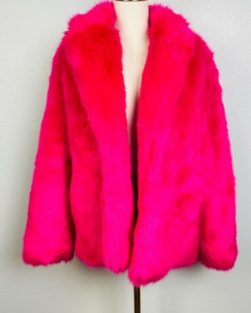 Michael Kors Pink Faux Fur Coat - Image 1