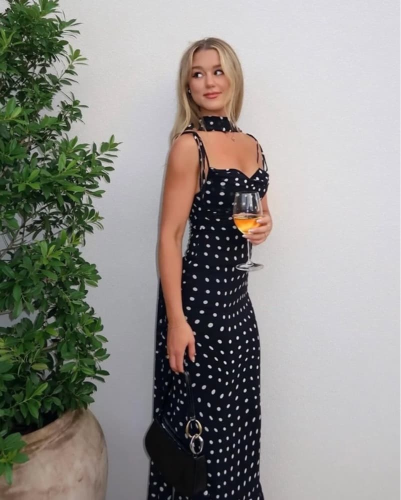 Lpa Polka Dot Maxi Dress With Scarf  - Image 1