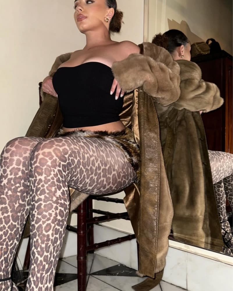 Mini Skirt & Leopord Print Tights - Image 3