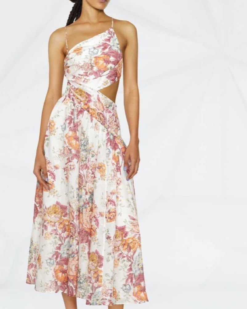 Asymetrical Floral Dress - Image 1