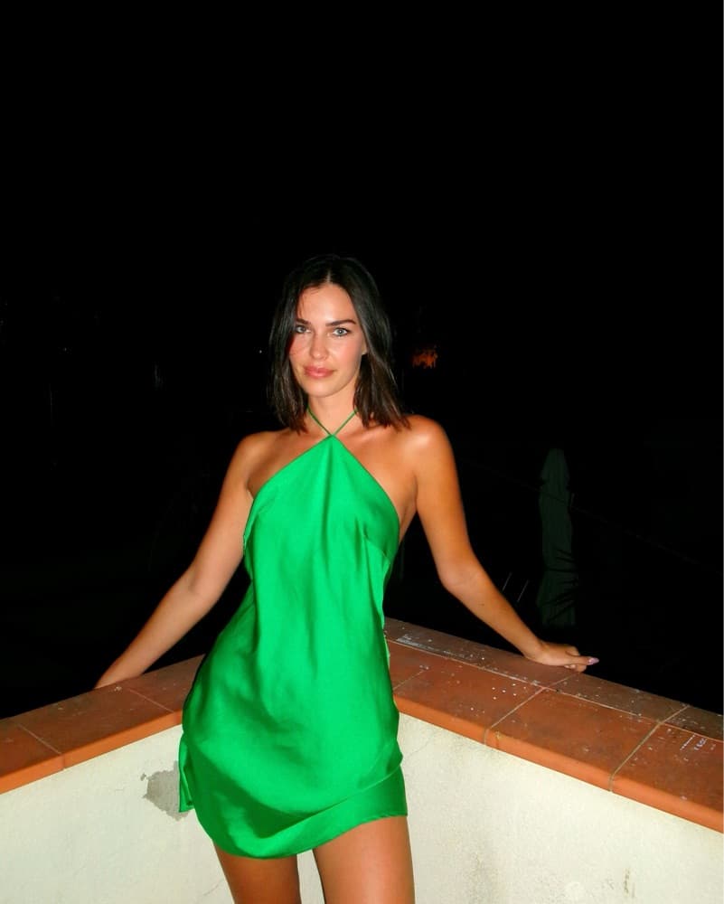 Vibrant Green Halter Mini Dress - Image 1