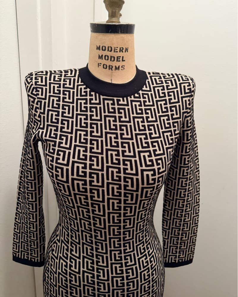 Geometric Printed Balmain Dress - Image 2