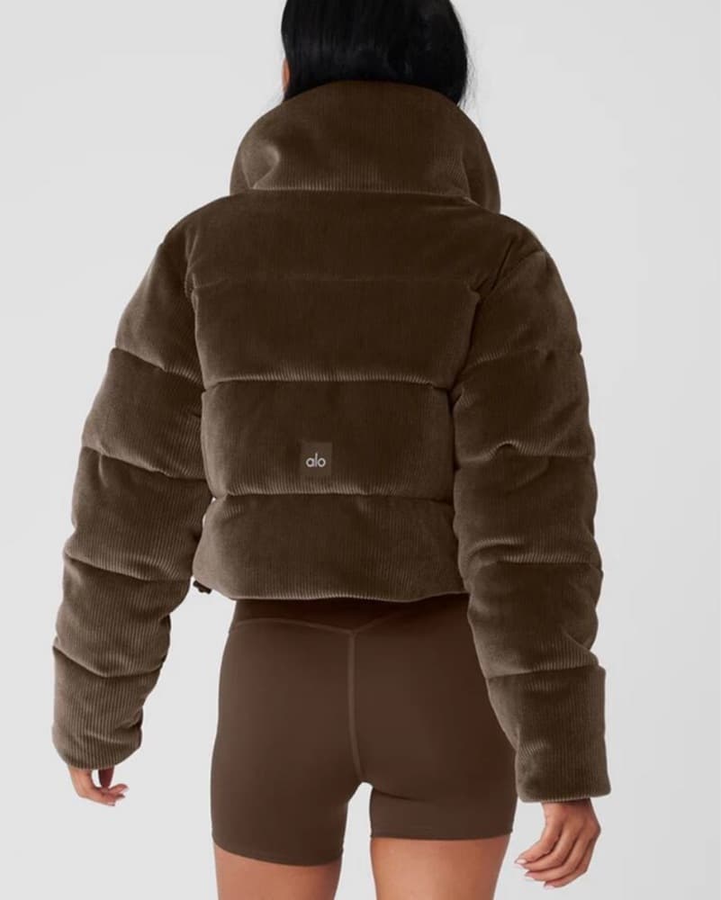 Alo Brown Ribbed Velour Puffer Jacket  - Image 2