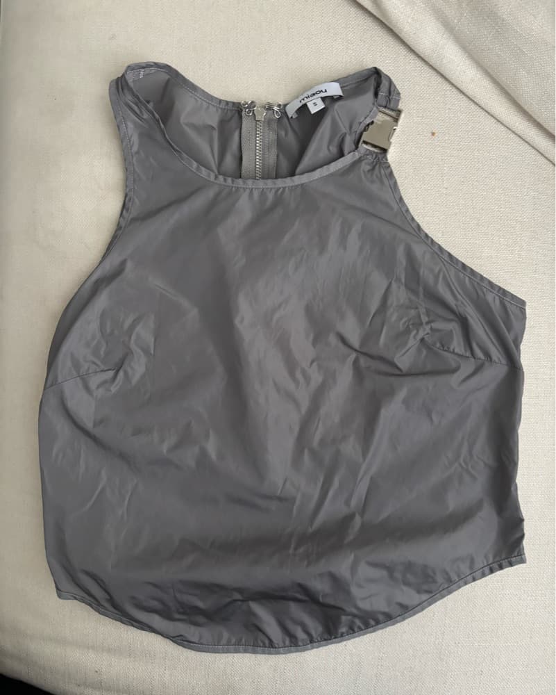 Miaou Sleek Gray Buckle Top - Image 3