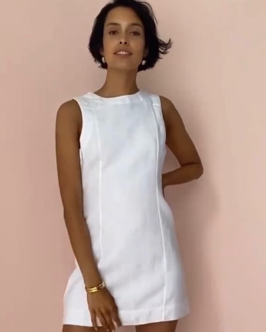 Posse White Linen Open Back Dress - Image 3