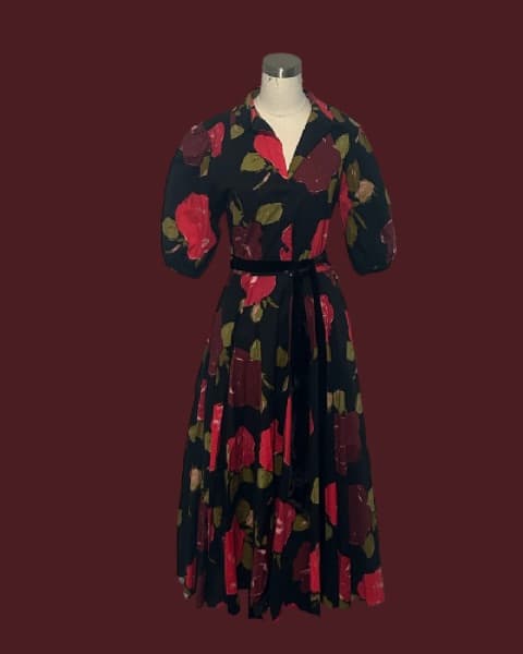 Vibrant Floral Print Midi Dress - Image 1