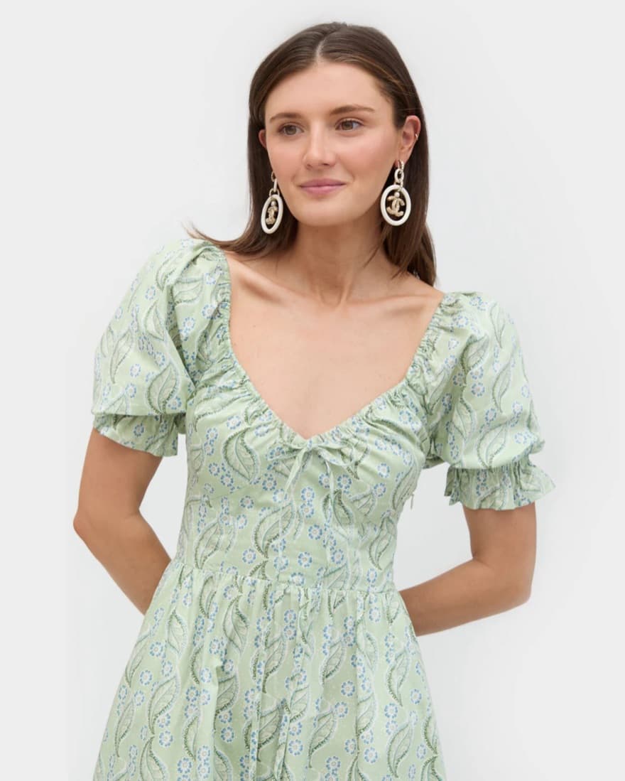 Hill House Ophelia Dress In Green Floral - Image 2