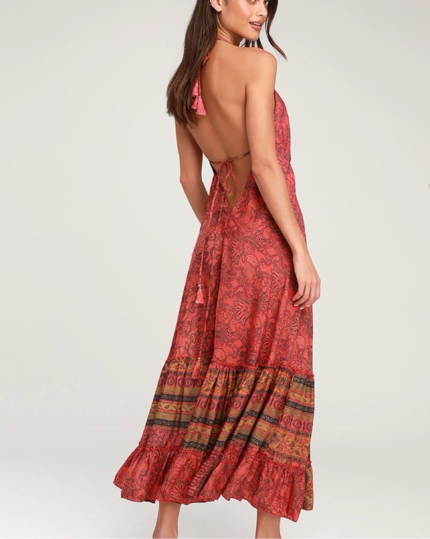 Gorgeous Vacation Tie Backless Dress - Image 1