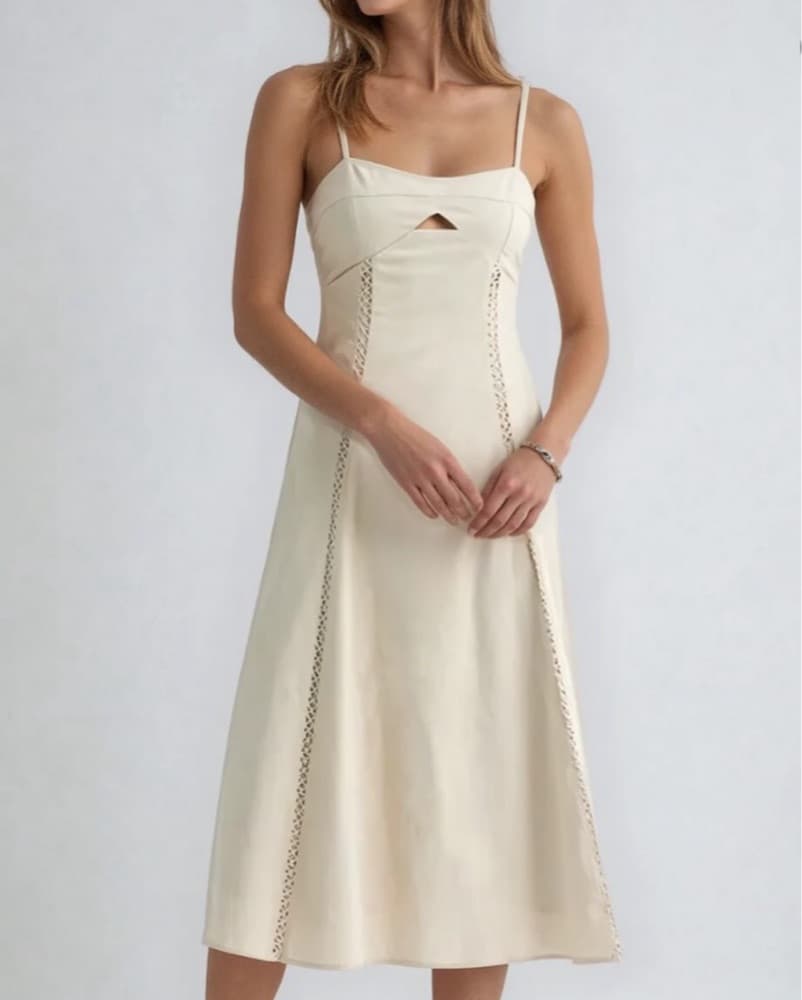 Elegant Ivory Midi Dress - Image 1