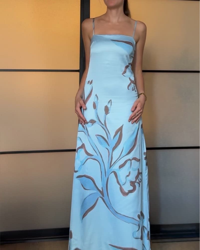 Light Blue And Brown Maxi Dress  - Image 2