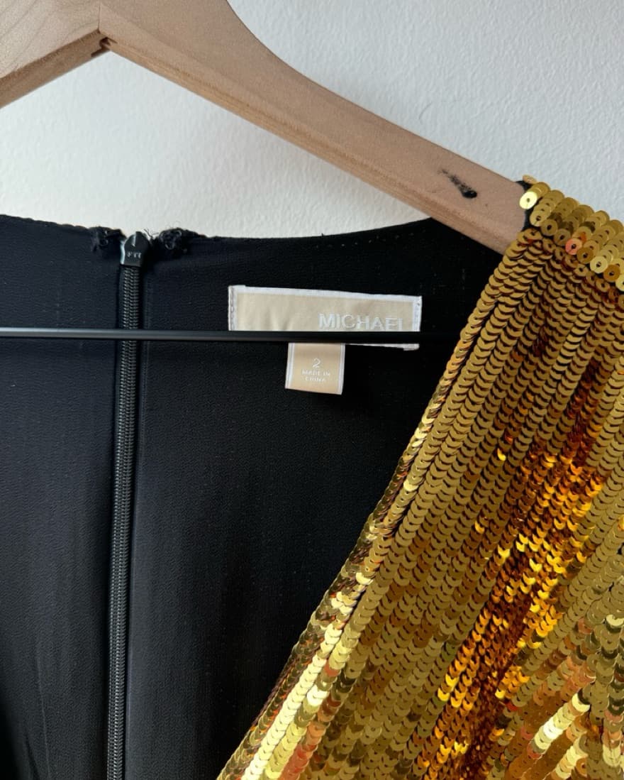 Michael Kors Gold Sequin Mini Dress - Image 5