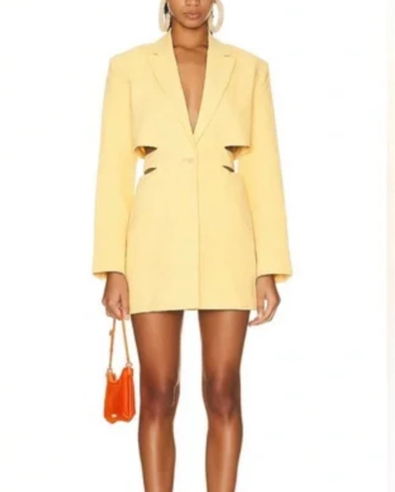  Jacquemus Chic Yellow Suit Jacket Dress - Image 1