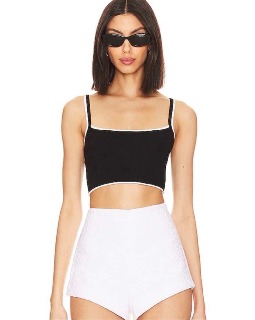 Black and White Cropped Cardigan And Tan - Image 3