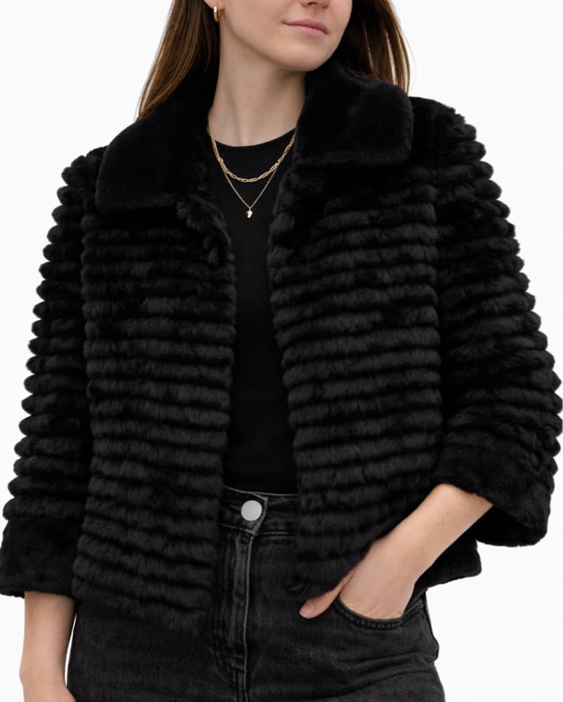 GIORGIO Italia Black Textured Fur Jacket - Image 1