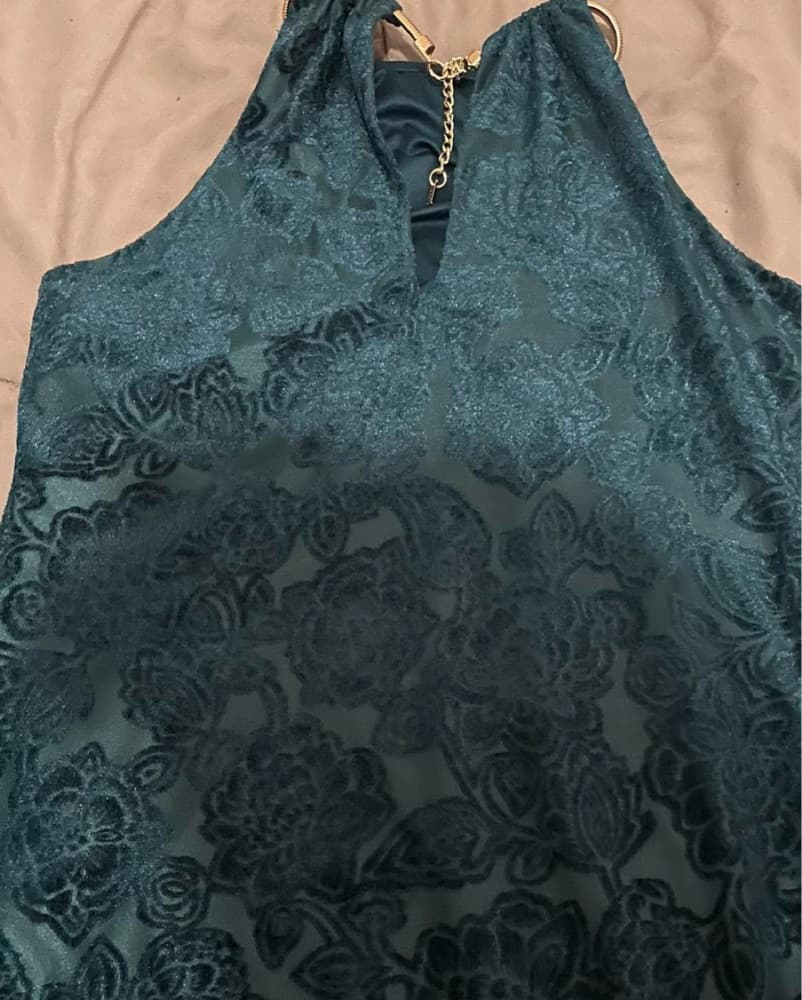 Turquoise Blue Halter Mini Dress - Image 2