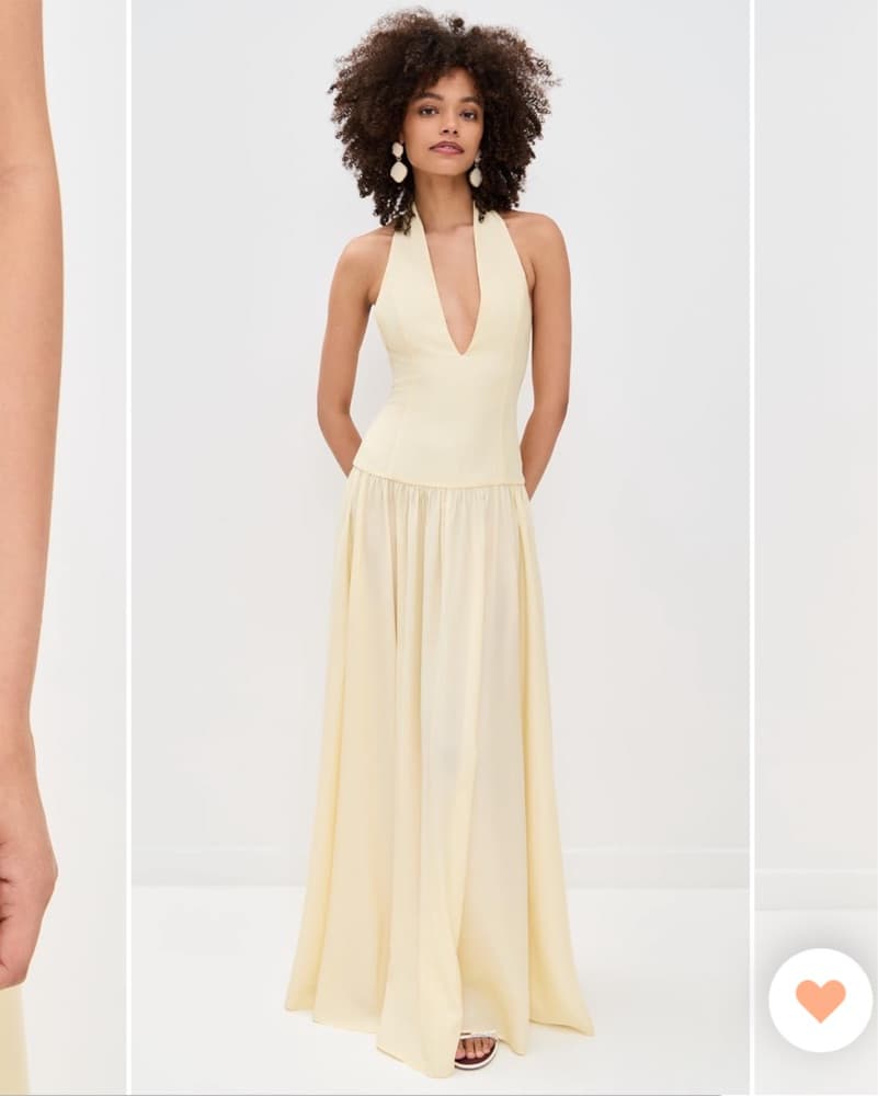 Butter Yellow Halter Plunge Maxi Dress - Image 1