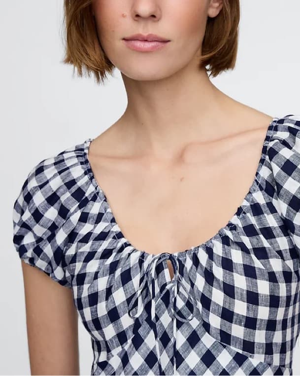 Gap × DÔEN 100% Linen Gingham Midi Dress - Image 2