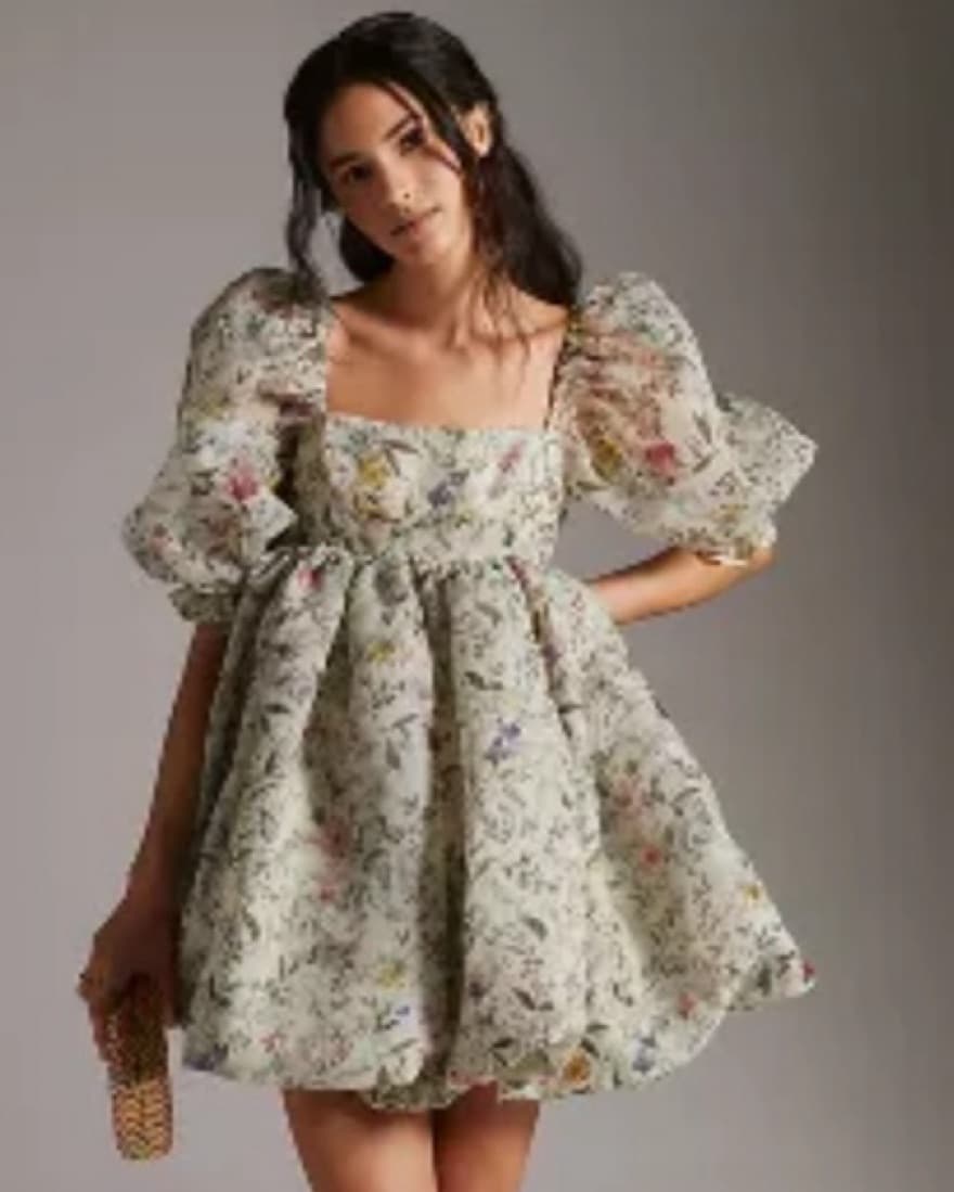 Selkie Floral Puff Dress - Image 1