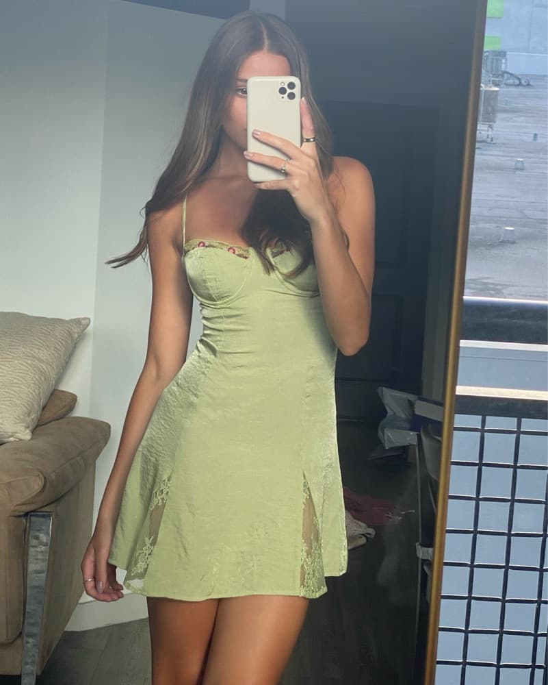 Green Cutout Mini Dress - Image 1