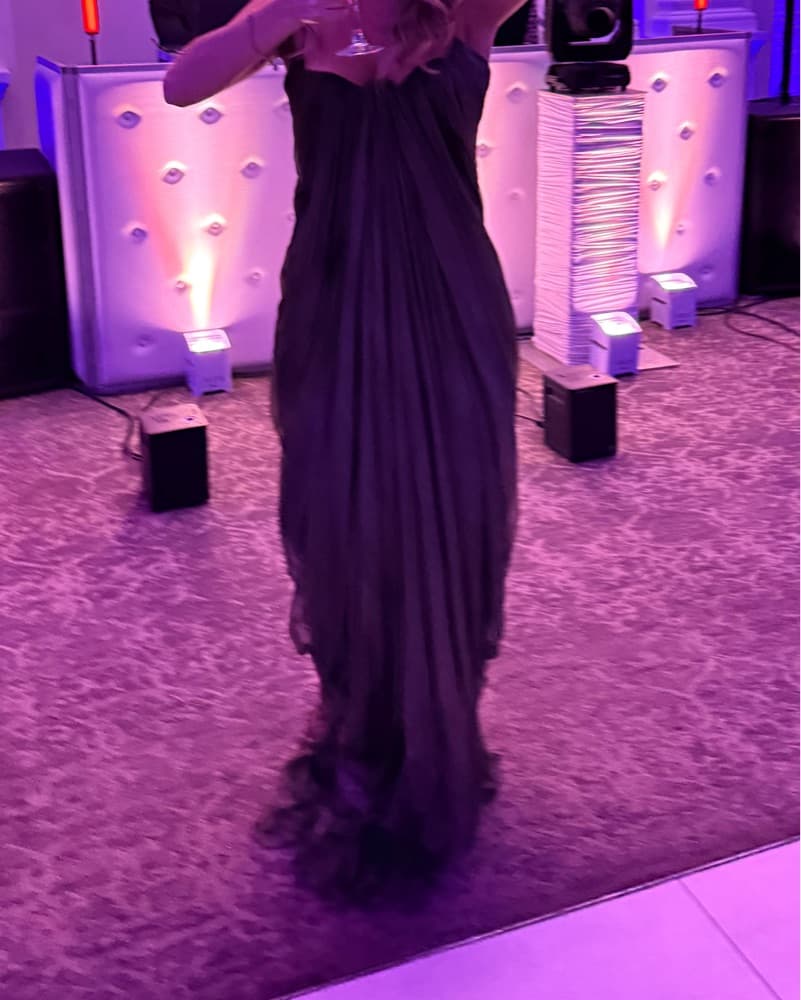 Glamorous Metallic Pleated Gown - Image 2
