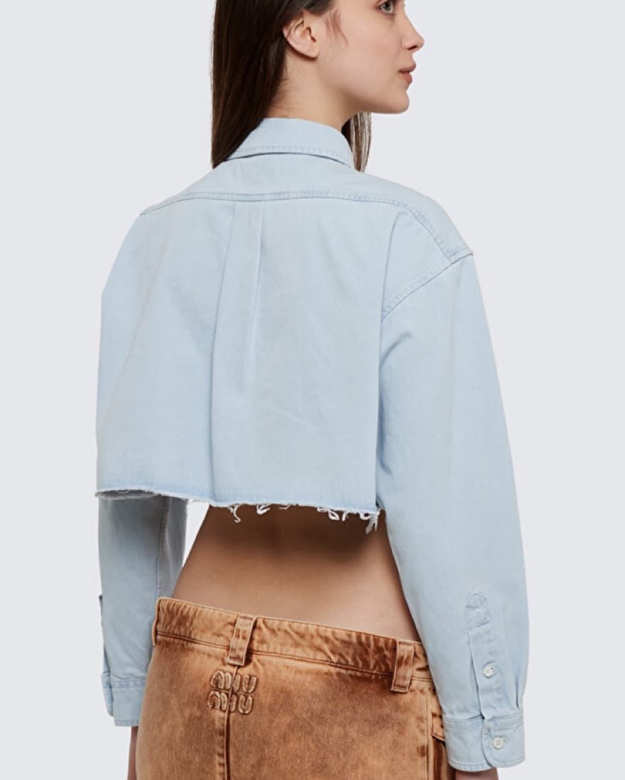 Miu Miu Western Denim Crop Button Down - Image 2