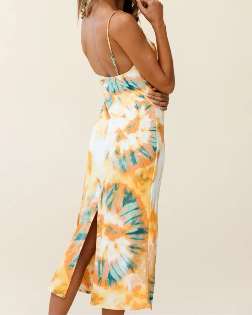 Tie Dye Cowl Neck Strappy Dress  - Image 2