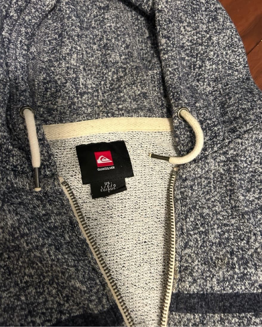 Quiksilver Major Stripes Zip Hoodie Sz L - Image 4
