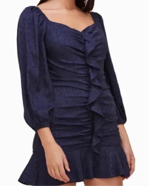 Astr Ruffled Navy Midi Dress  - Image 4