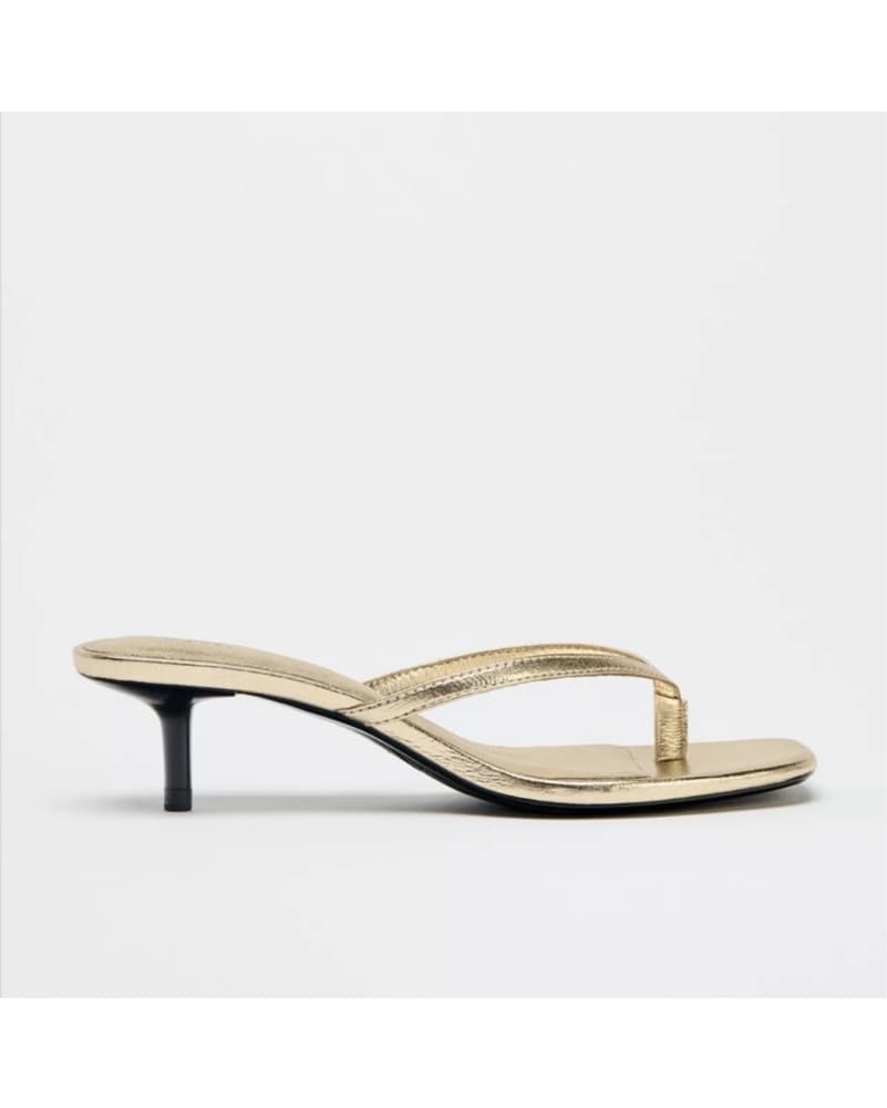 Metallic Kitten Heel Sandals - Image 2