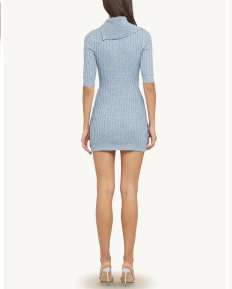 Asta Resort Blue Sequin Sweater Dress - Image 6