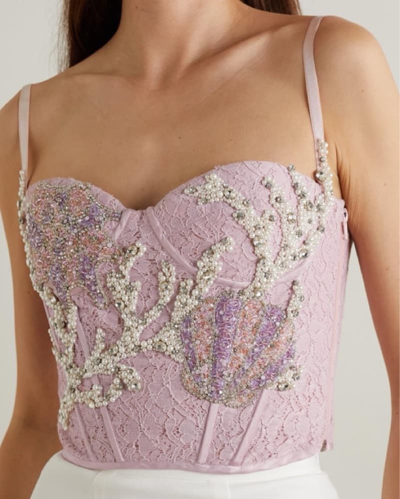 Clio Peppiatt Coral Seashell Bustier Top - Image 2