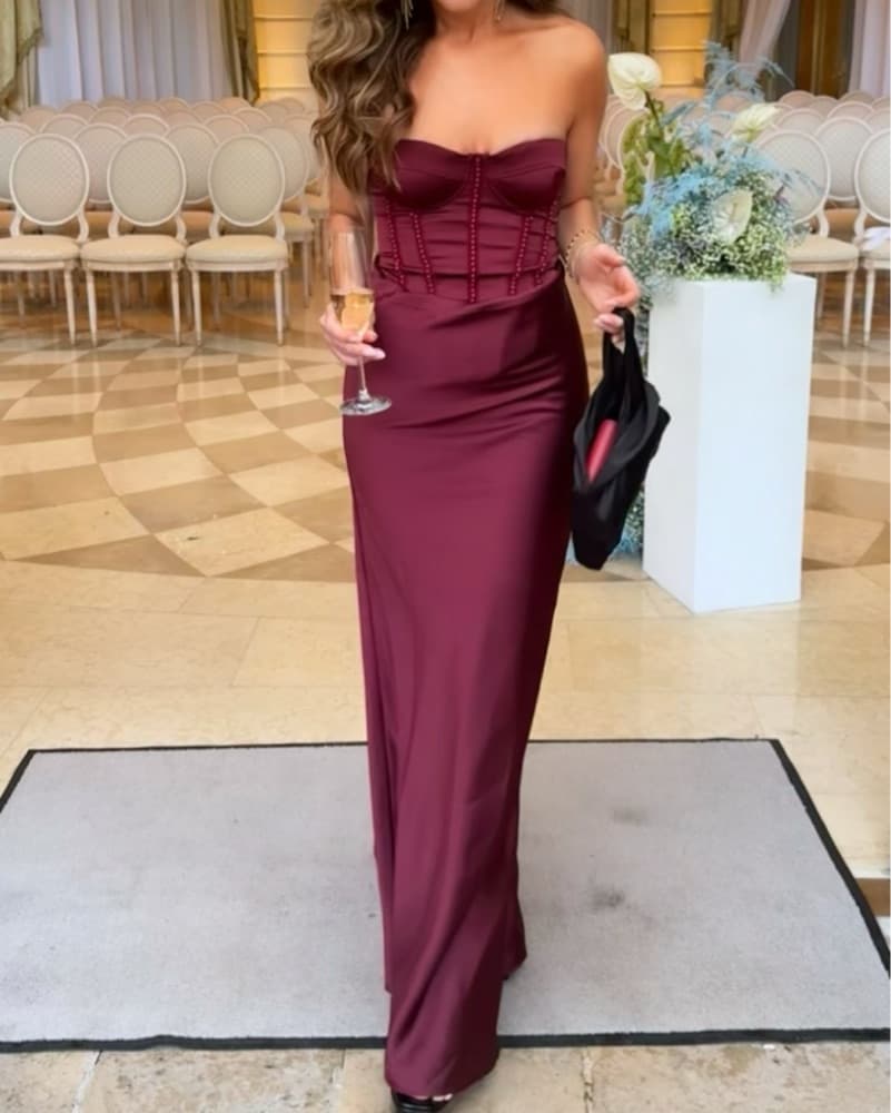Rotate Burgundy Corset Gown  - Image 4
