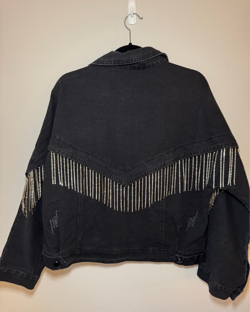 Edgy Fringe Denim Jacket - Image 3