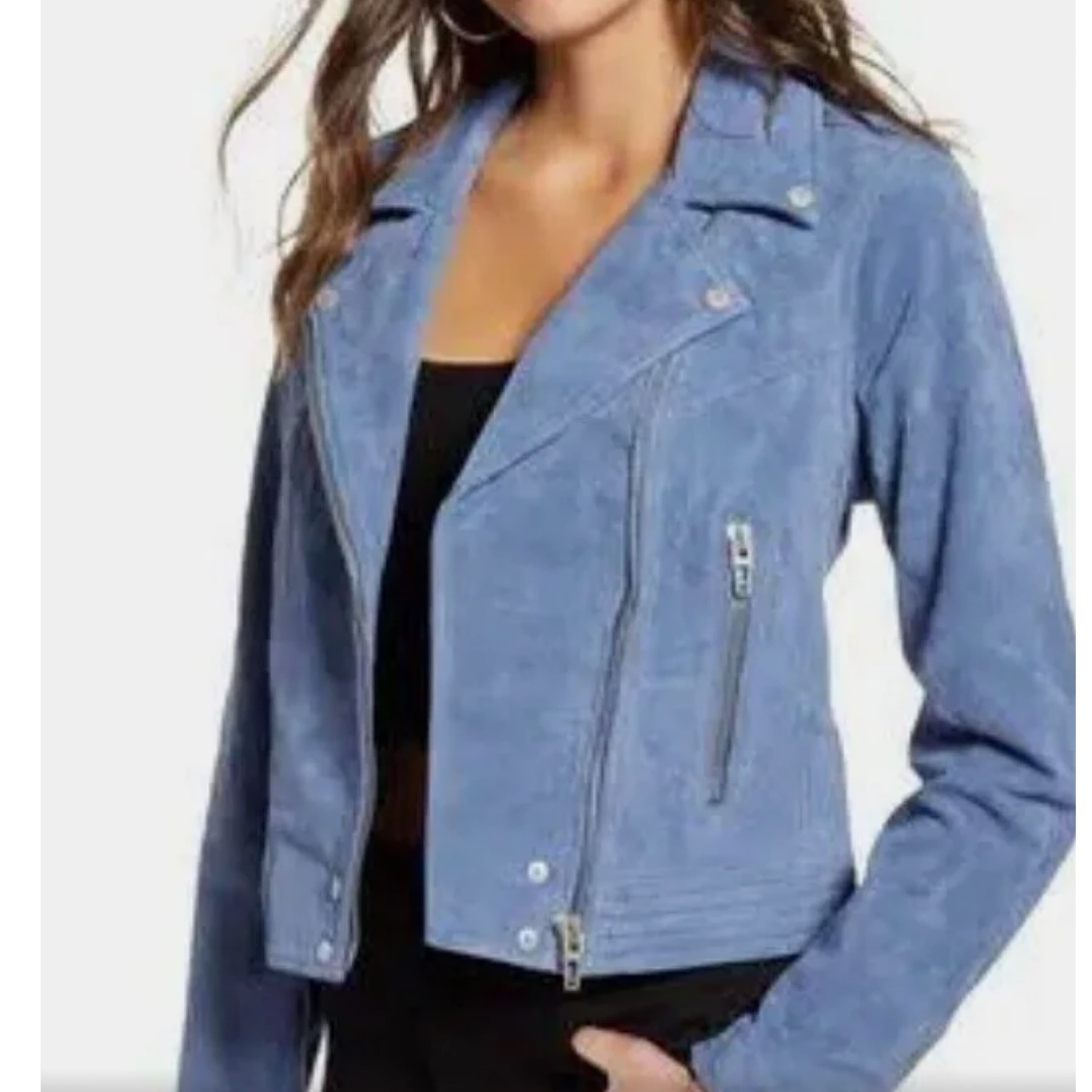 BlankNYC Blue Suade Moto Jacket - Image 2