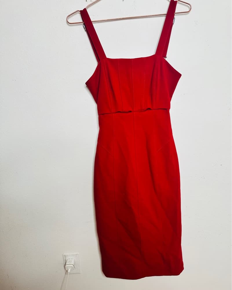 CINQ A SEPT Red Open cutouts dress Sz 4 - Image 4