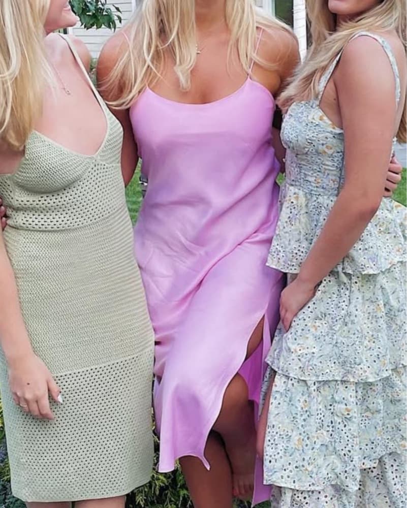 Pink Satin Slip Dress - Image 3