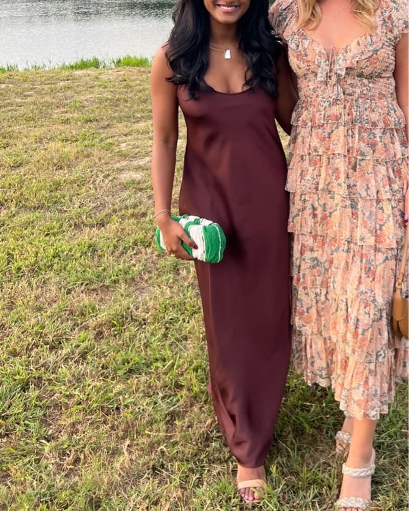 Brown Satin Mango Dress - Image 3