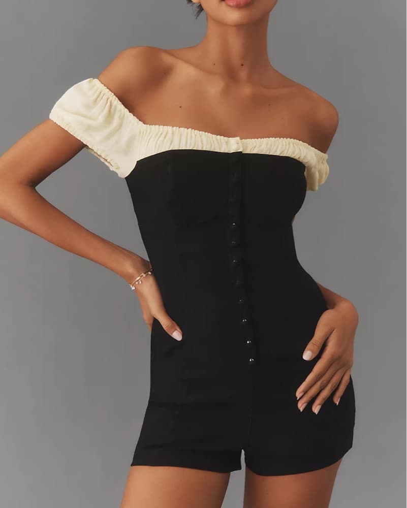 Maeve Off The Shoulder Linen Microromper - Image 2