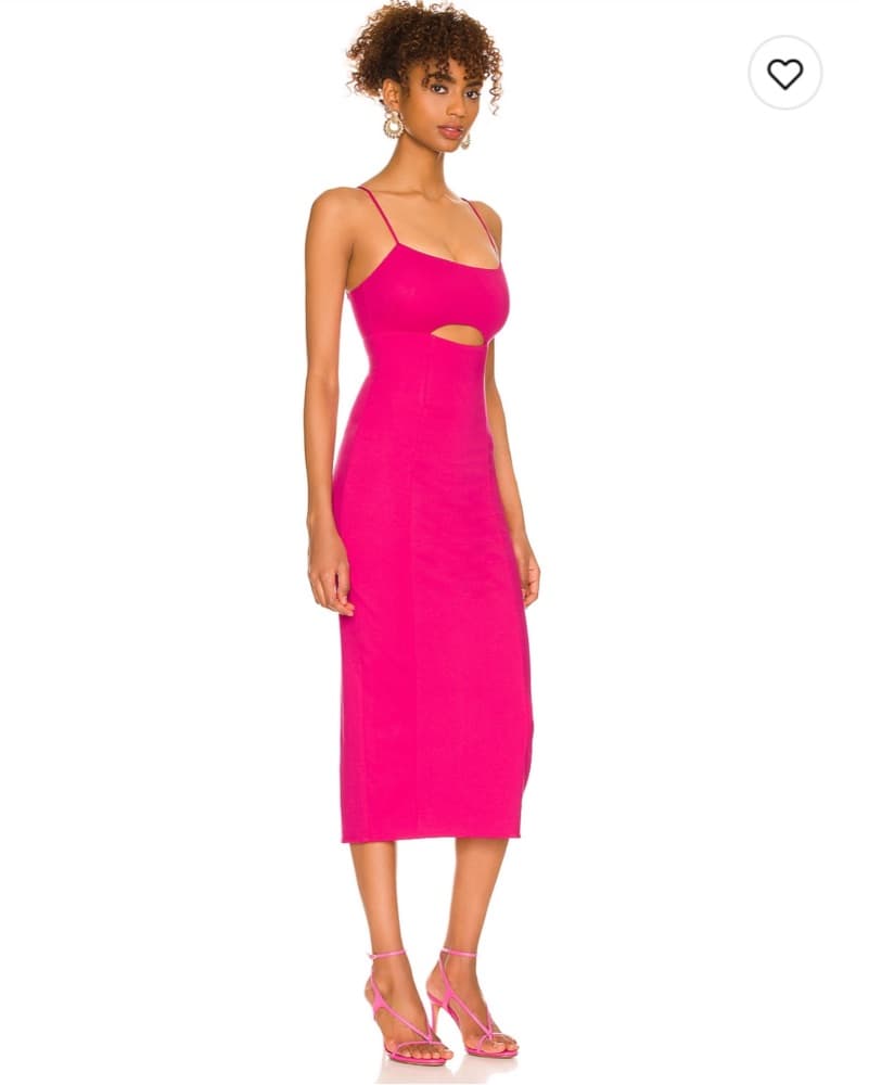 Vibrant Pink Cutout Midi Dress - Image 2