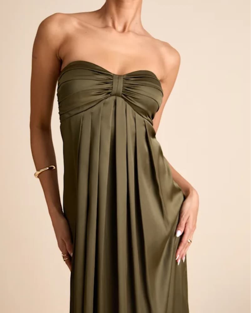 Lulus Green Silk Maxi Dress  - Image 4