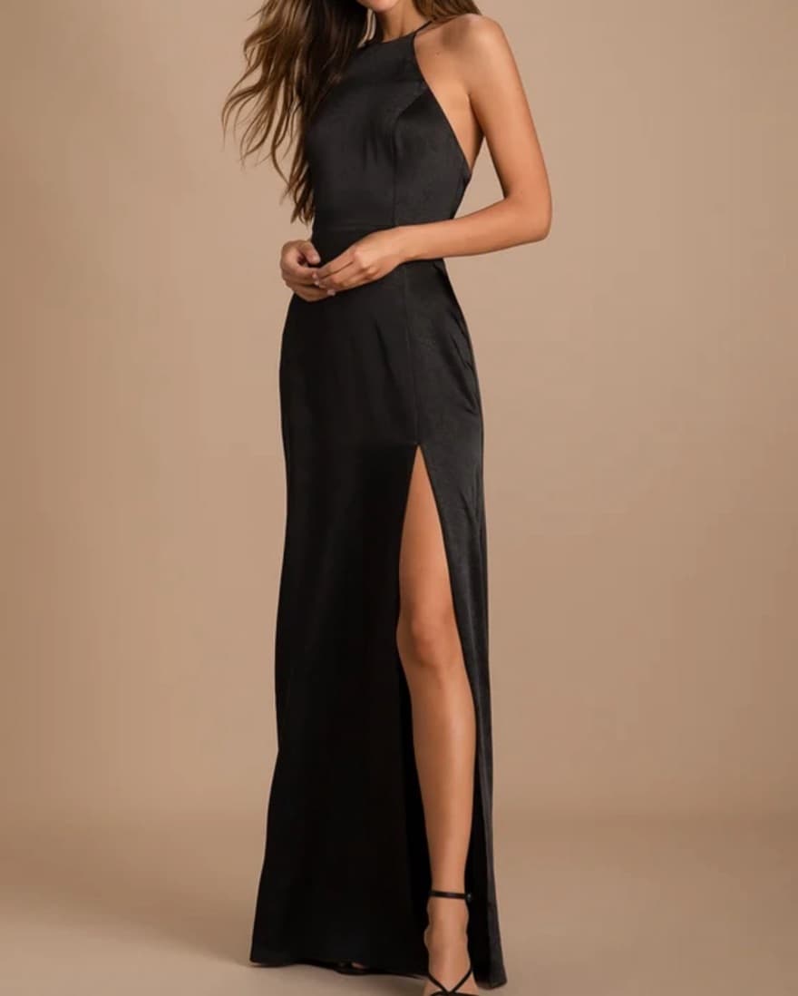 Formal High Slit Black Gown - Image 1
