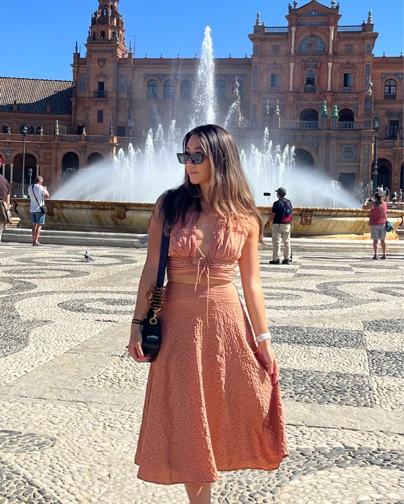 Peach Matching Midi Skirt Set - Image 1