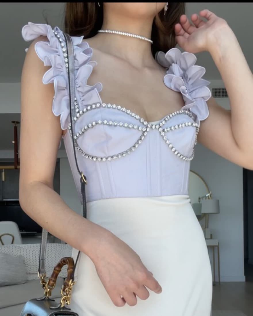 Area Ruffle Poplin Bustier Corset Top - Image 1