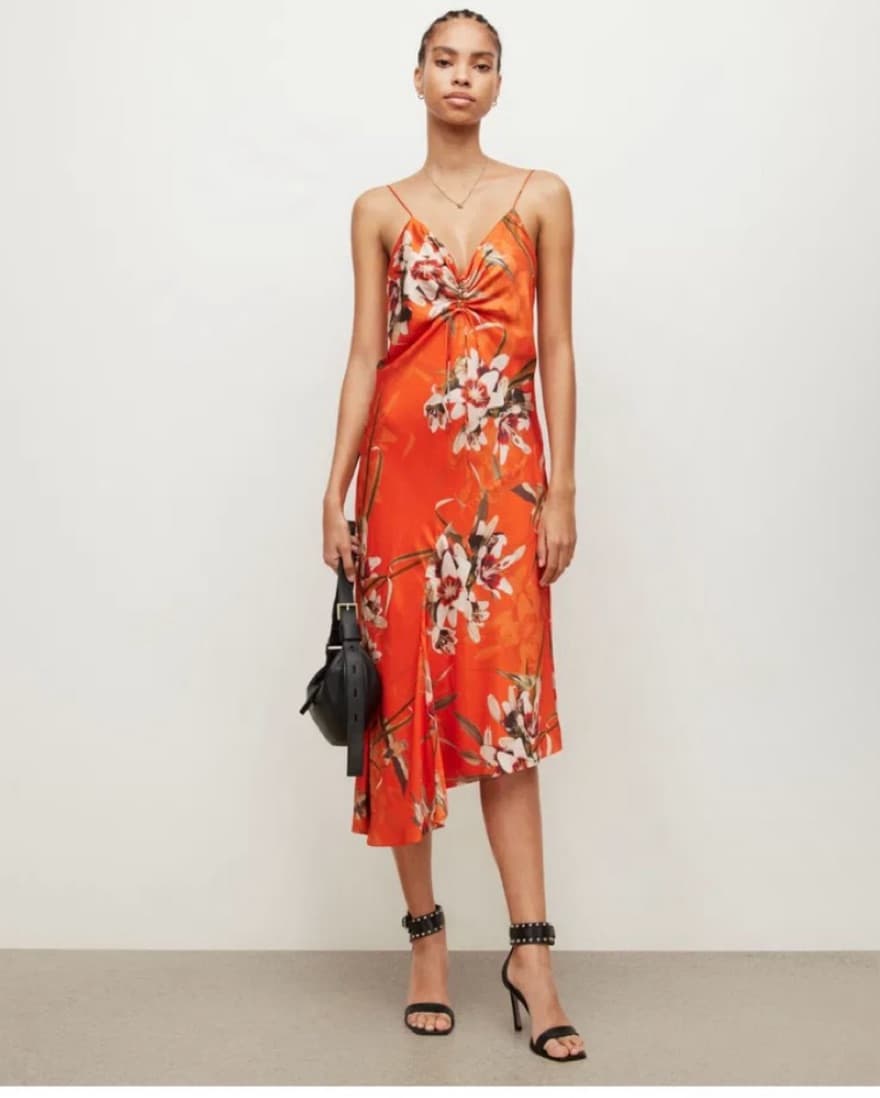 ALL SAINTS Alexia Dorada Silk Dress XS - Image 1