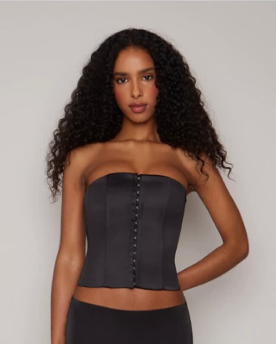 Danielle Guizio Black Satin Corset  - Image 1