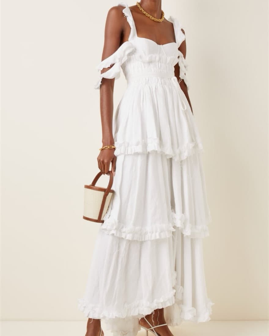Brock Collection Whire Tierred Dress - Image 1